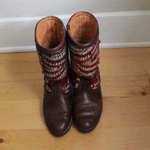 Beautiful Leather & Colorful Wool Boots